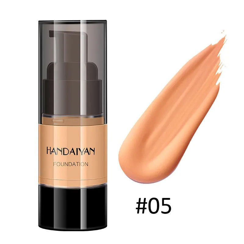 HANDAIYAN full cover liquid foundation bottle with waterproof and moisturising formula in eight colour options for dark skin