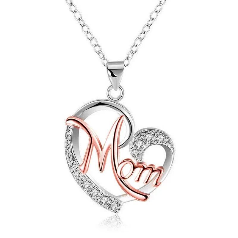 Heart-shaped diamond wish necklace with copper plated platinum finish, adjustable chain 21-50cm, colour variant all white