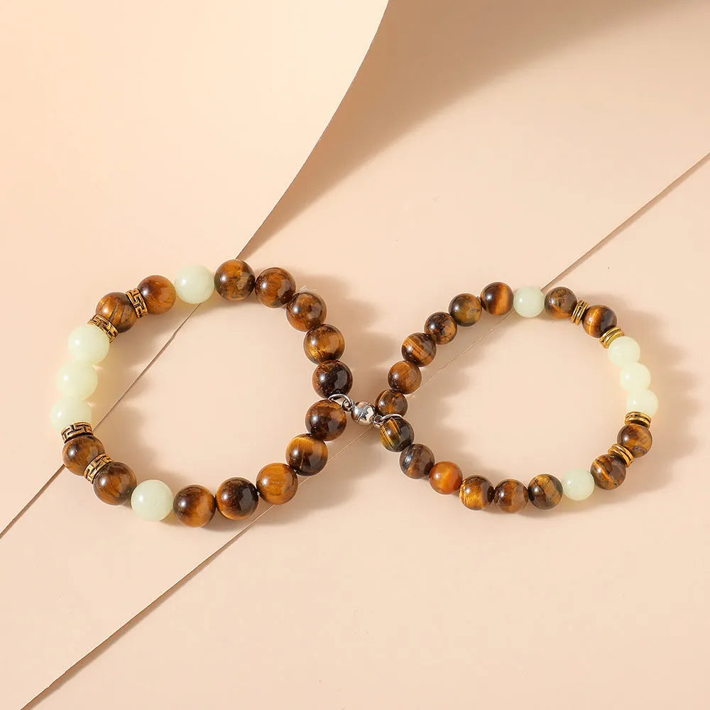 Geometric luminous couple bracelets in amber Y552 colour with simple patterns