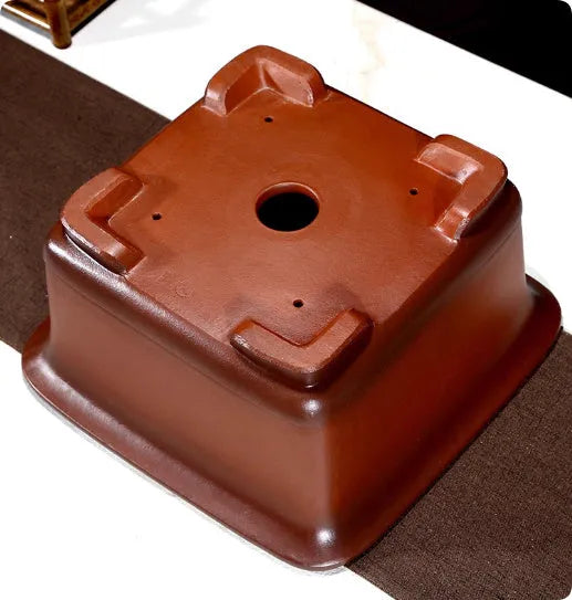 Chinese-style purple clay bonsai flower pot in antique design for indoor planting