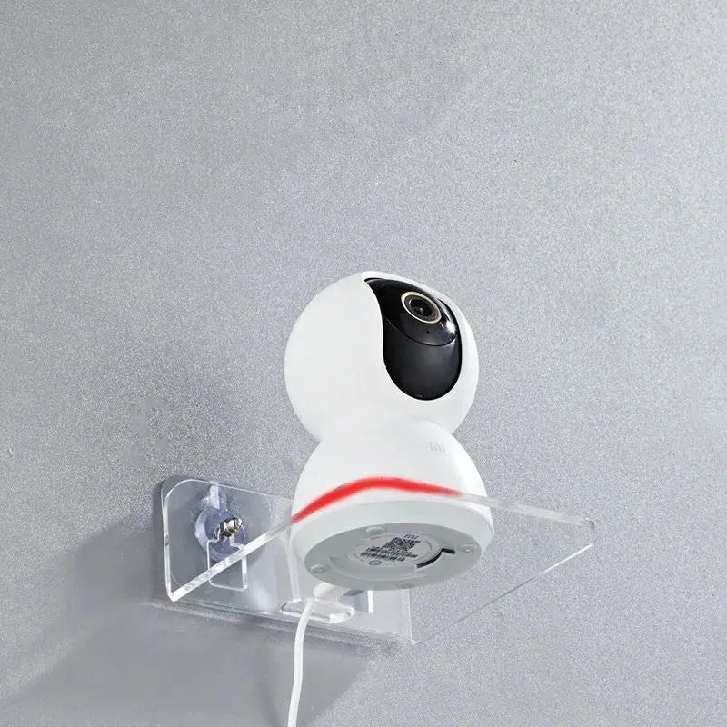 Acrylic no-drill camera monitoring bracket right angle wall mount with glue and nail in black finish
