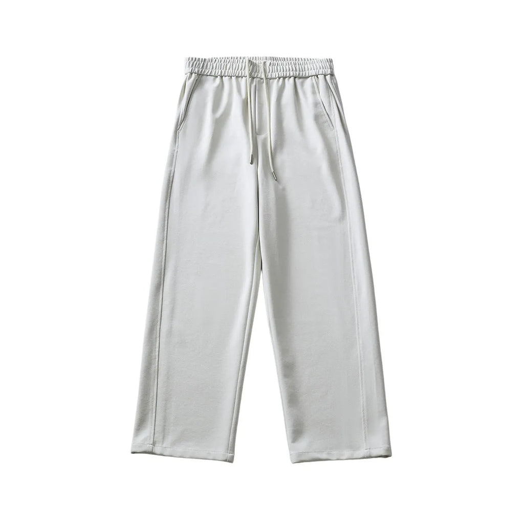 Men's loose straight-leg trousers with lace-up front detail in cotton blend fabric
