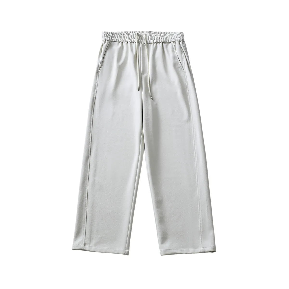 Men's loose straight-leg trousers with lace-up front detail in cotton blend fabric