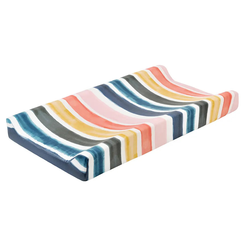 Baby care desk changing cover in blended material with rainbow bold stripes pattern, size 32x16x4cm