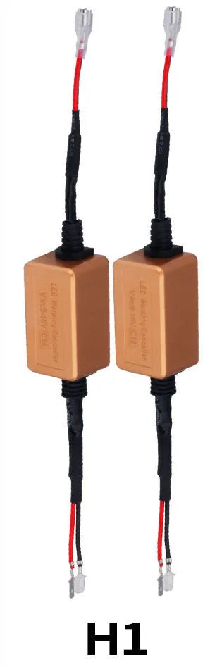 Black alloy LED car headlight Canbus decoder module for H4 H7 H11 bulbs on a plain background.