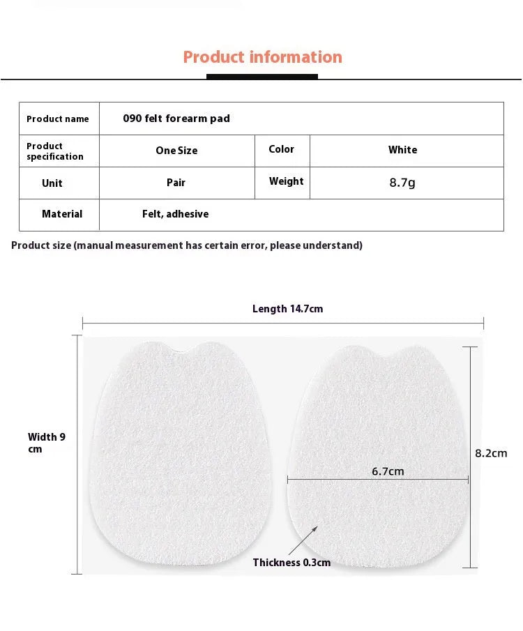 White thin felt anti-wear sticker for shoe tongue protection.