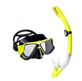 Black diving goggles with anti-fog lens, PC frame, silicone strap, and adjustable buckle for snorkeling.