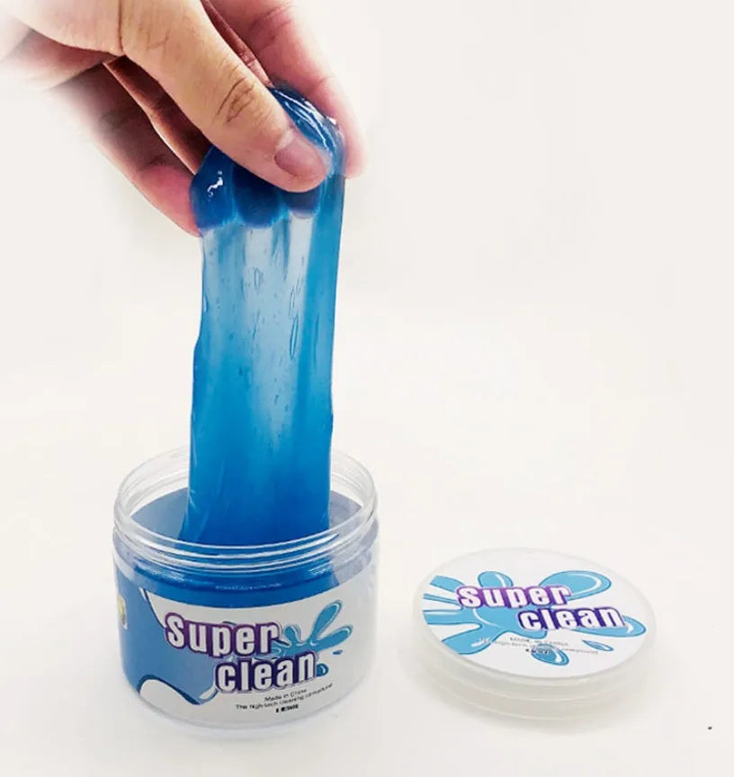 Non-toxic reusable cleaning gel slime for keyboards and car interior dust removal in blue colour