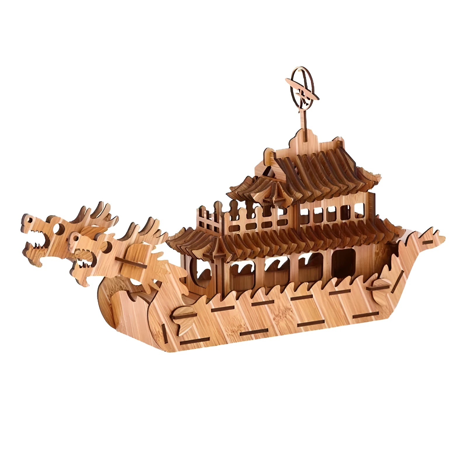 Three-dimensional wooden puzzle kit for ages 14 and up, with 7 colour style options, packed in plastic
