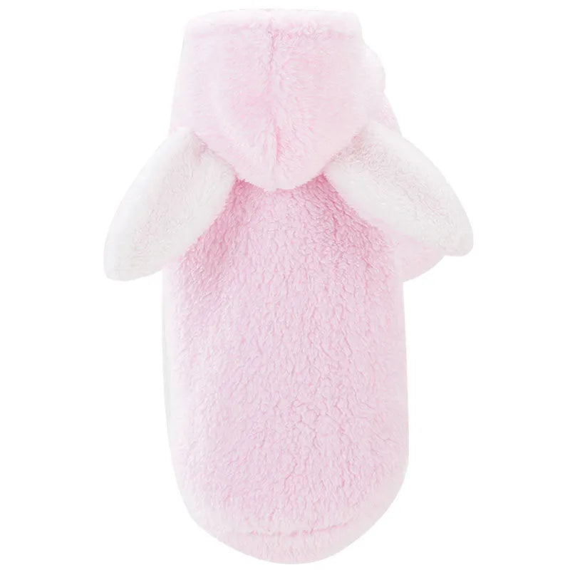 Cat clothes in cute pink rabbit design for kittens, soft cotton fabric, available in multiple sizes