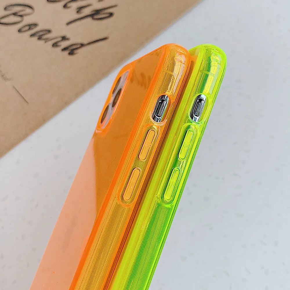 Fluorescent TPU back cover for iPhone in solid colour, compatible with multiple models