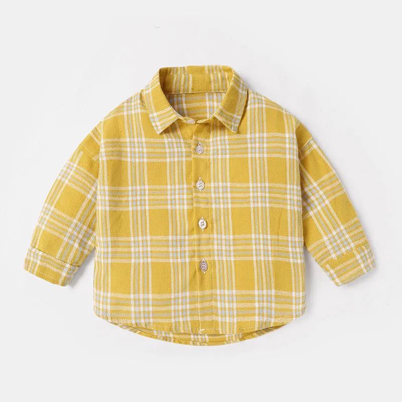 Boys cotton lattice pattern casual shirt with animal designs in light blue colour