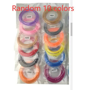 Multicolour ABS and PLA filament strips for 3D printing pen, 20 colours in self-sealing bag