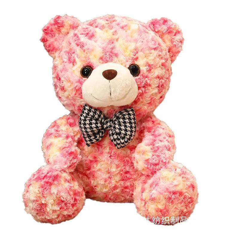 25cm rose bear plush teddy doll in teddy bear red, blue, dark brown, light brown, or transformation bear