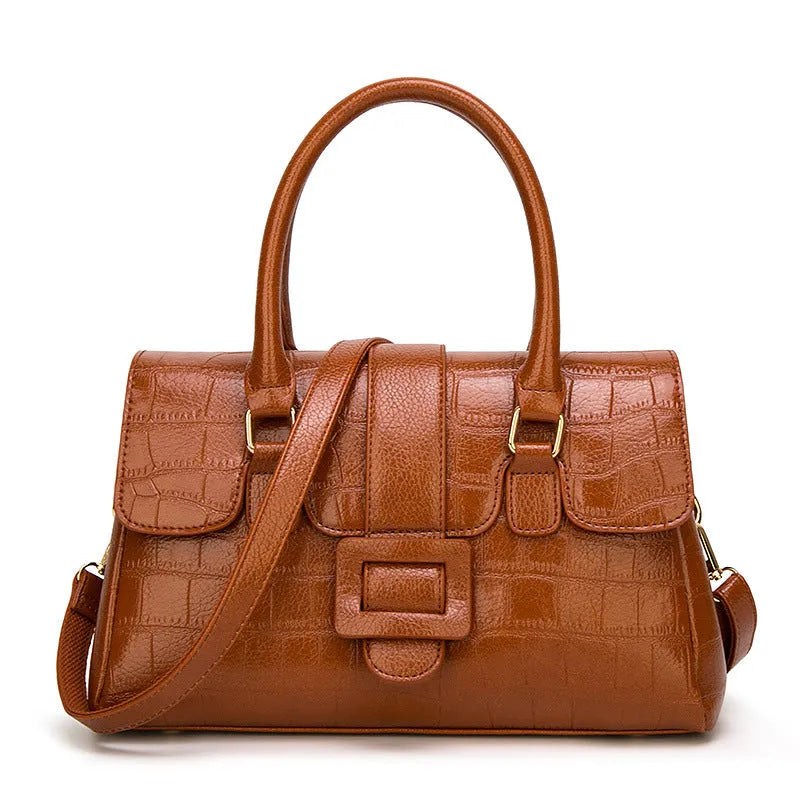 Women's Noble handbag PU crocodile pattern crossbody shoulder bag with magnetic buckle multi-compartment