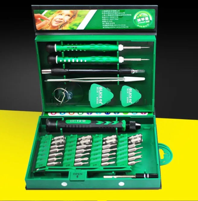 38 in 1 folding screwdriver set for mobile phone and DIY carpentry repairs Style A closed and open view