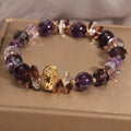Purple crystal pumpkin beads bracelet for women with rhinestone accents