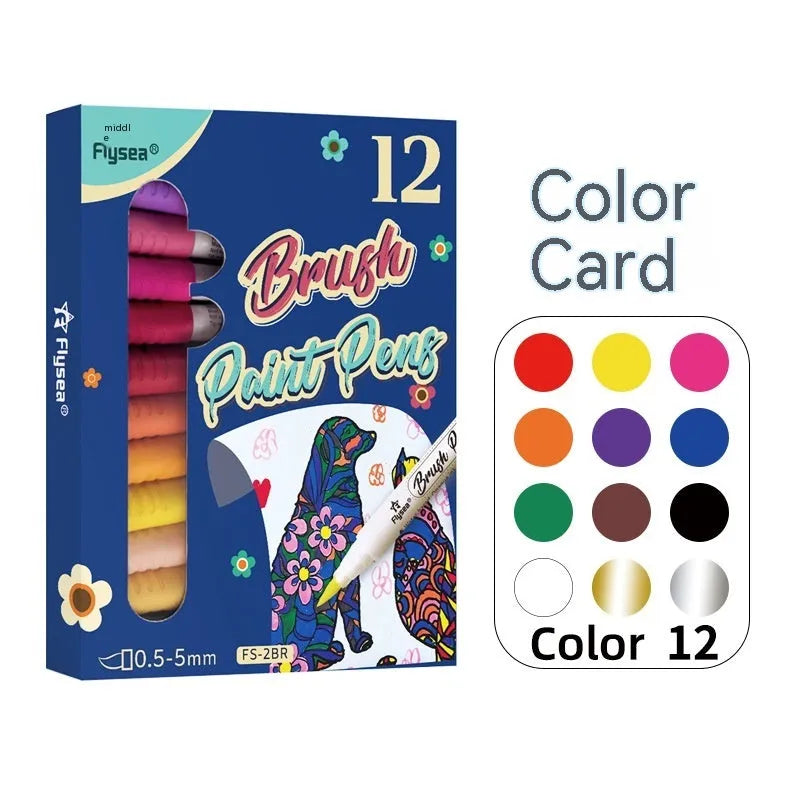 Set of gouache pens with soft brush tips for hand account painting and graffiti artwork
