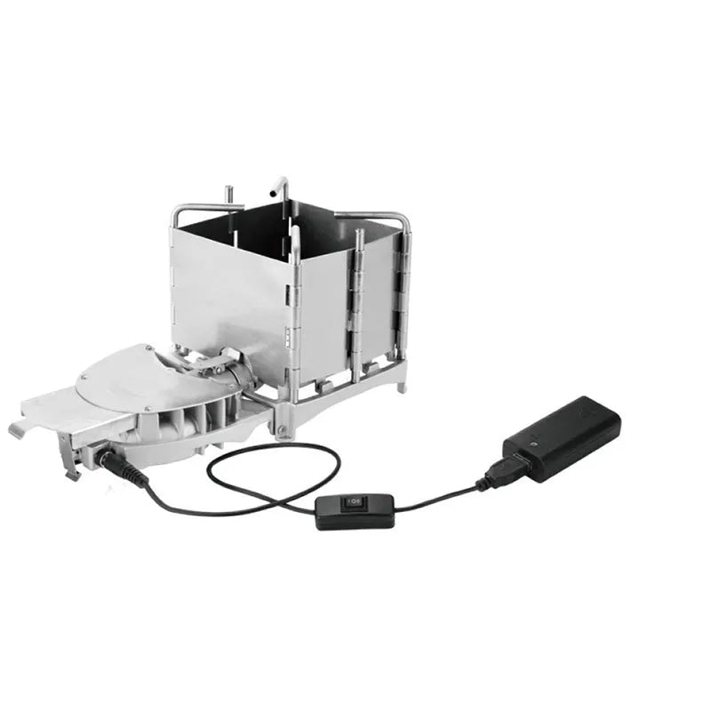 Outdoor portable stainless steel wood stove folding camping stove silver with grill Brs6000w on grass