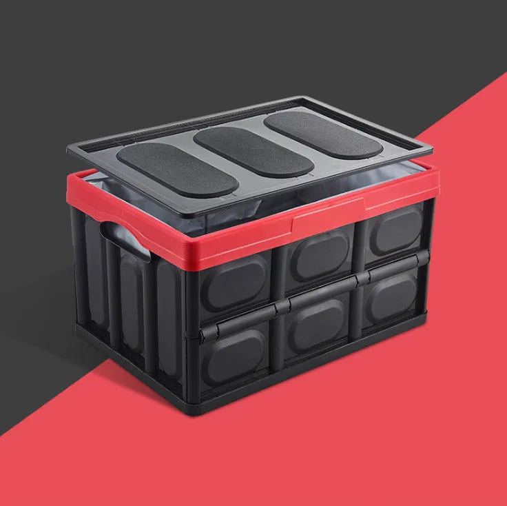 Foldable non-woven storage box in black, 30L or 55L, for car boot and home use