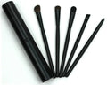 Soft synthetic fibre makeup brush available in black, gold, green, pink, and purple for professional, family, and travel use