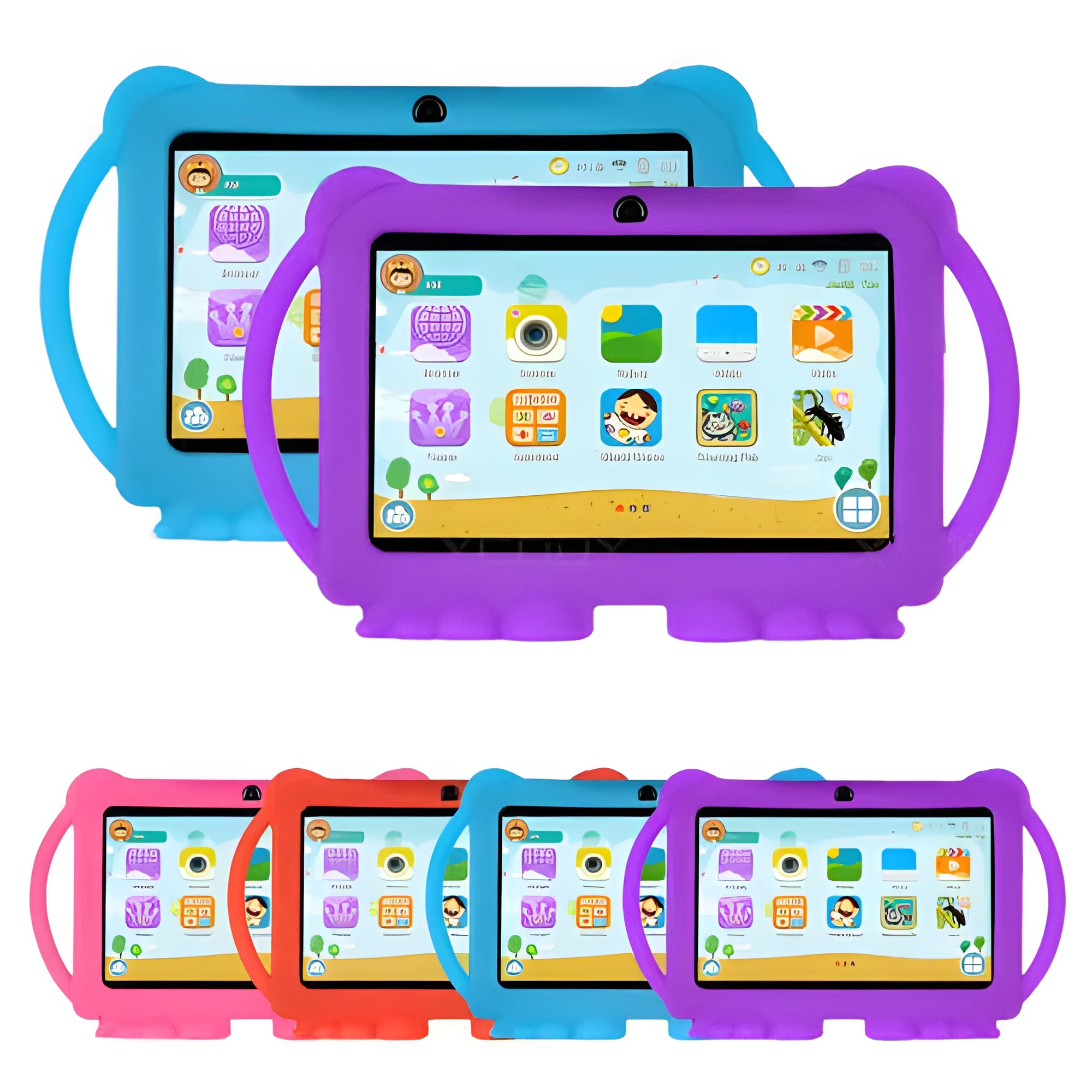 Children's 7-inch Android smart tablet in blue with front camera