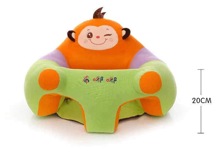 Baby learning sofa in elephant colour with anti-rollover support, washable cotton cover, and PP cotton filling