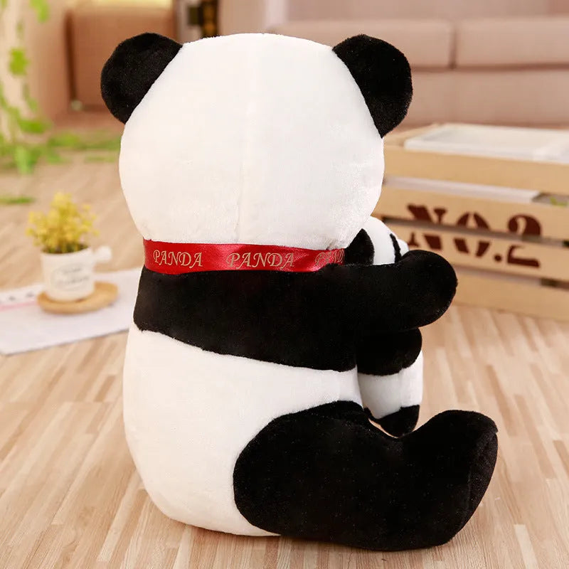 Panda doll plush toy short plush black and white 20cm height static display