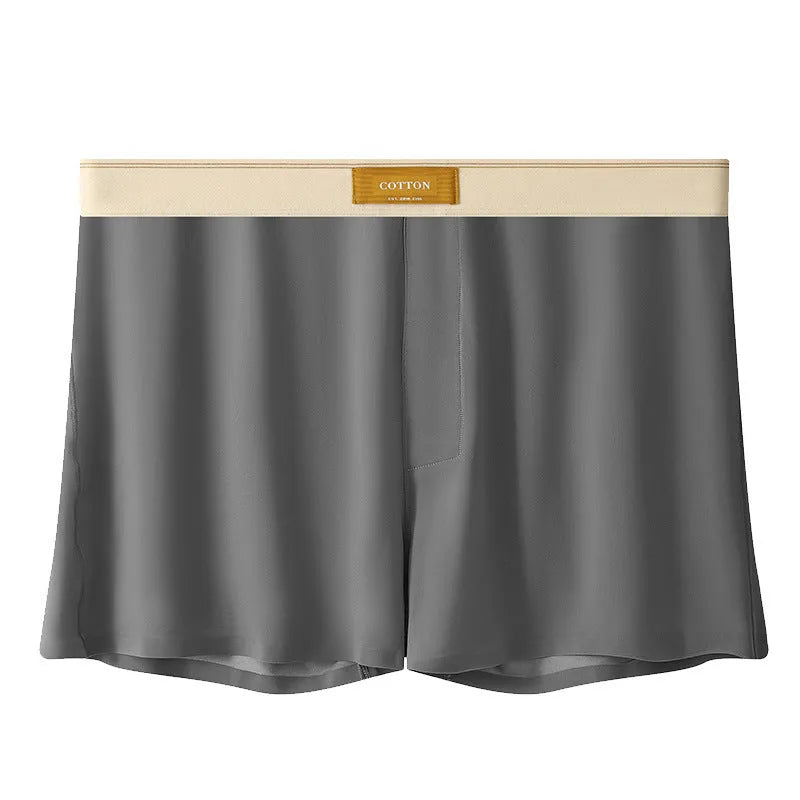 Men's loose fit ice silk underwear in solid colours showing mid-waist design and knitted fabric texture