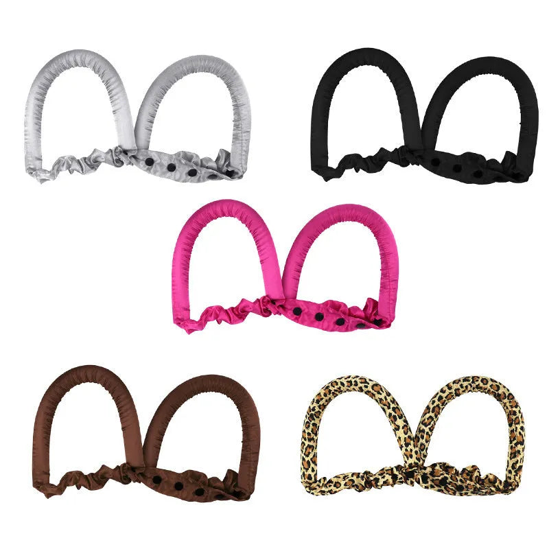 Lazy sleep hair curler sponge button type heat-free rubber big wave curler in black