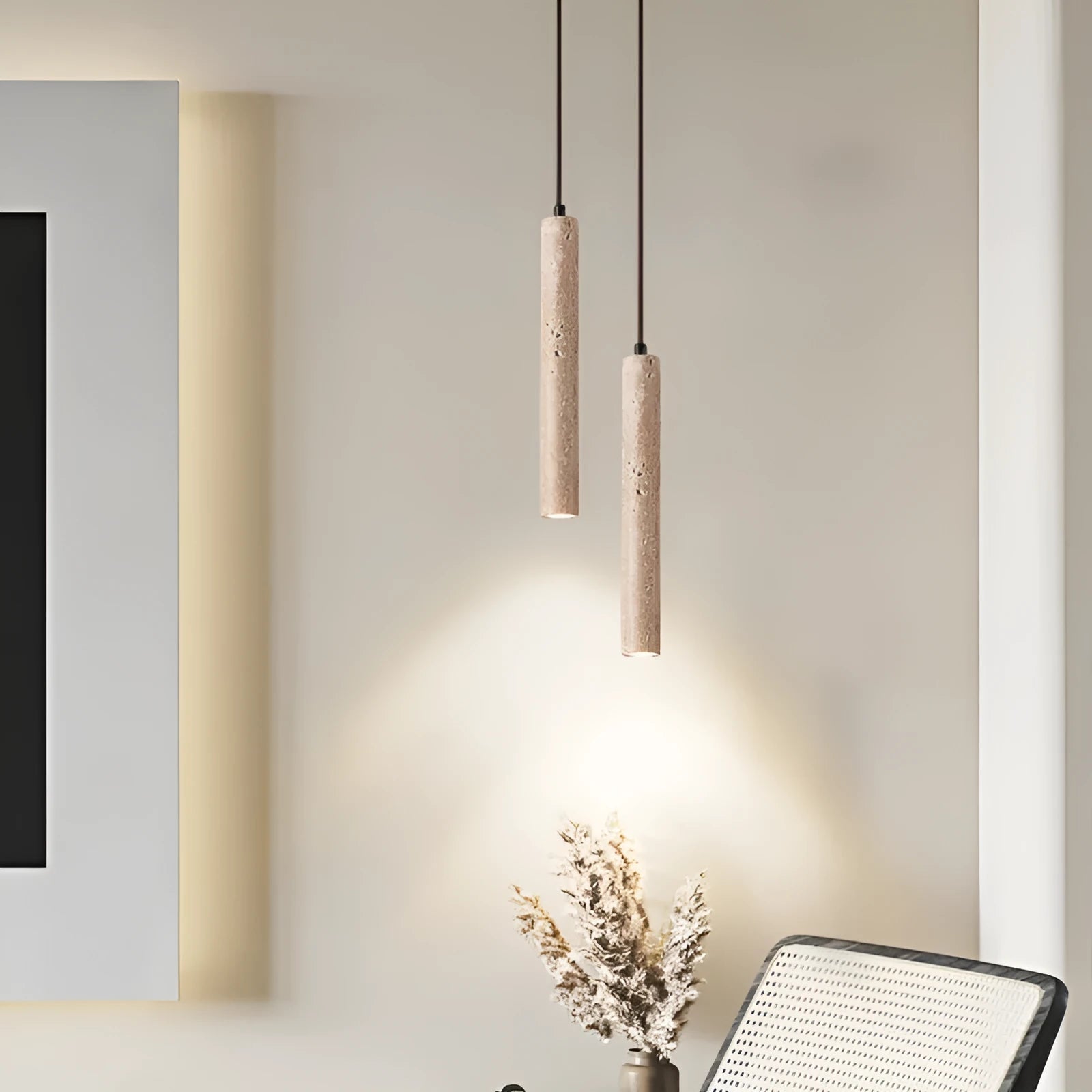 Minimalist 28cm bedside chandelier with single head warm light on wall near bed, modern simplicity style