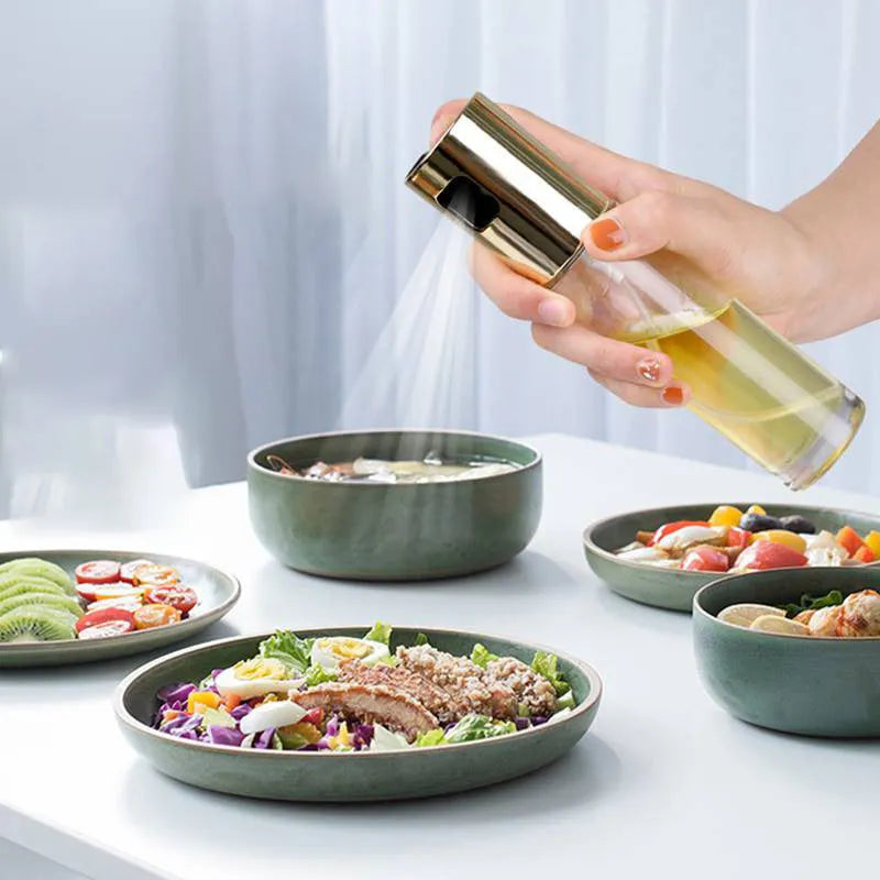 ABS and glass push-type oil vinegar spray bottle with 100ml capacity for kitchen and BBQ use
