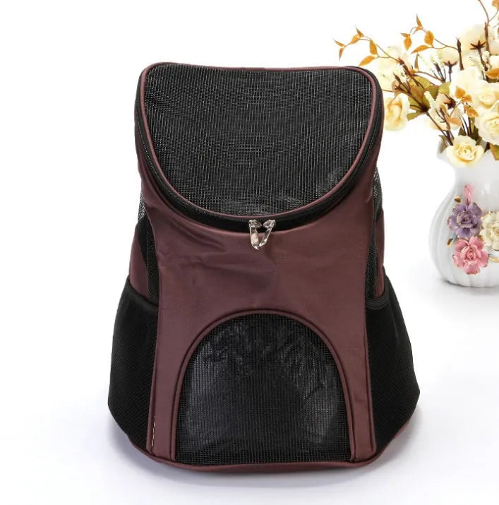 Polyester pet travel backpack carrier, 30x25x35cm, plain design, red sky blue black coffee