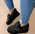 Cotton velvet-lined house shoes with a round toe and non-slip rubber sole in multiple colour options.