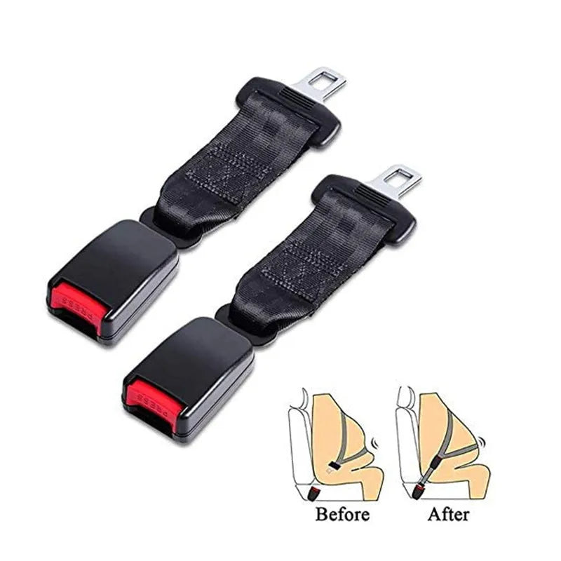 Black 36cm ribbon car seat belt extender for children and pregnant women.
