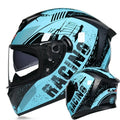 Men's and women's full face motorcycle helmet with double lens ABS shell in Matte Black