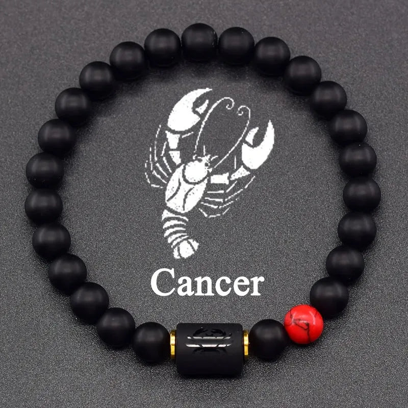 Natural tiger eye stone agate white turquoise elastic bracelet on wrist with zodiac constellation colour option