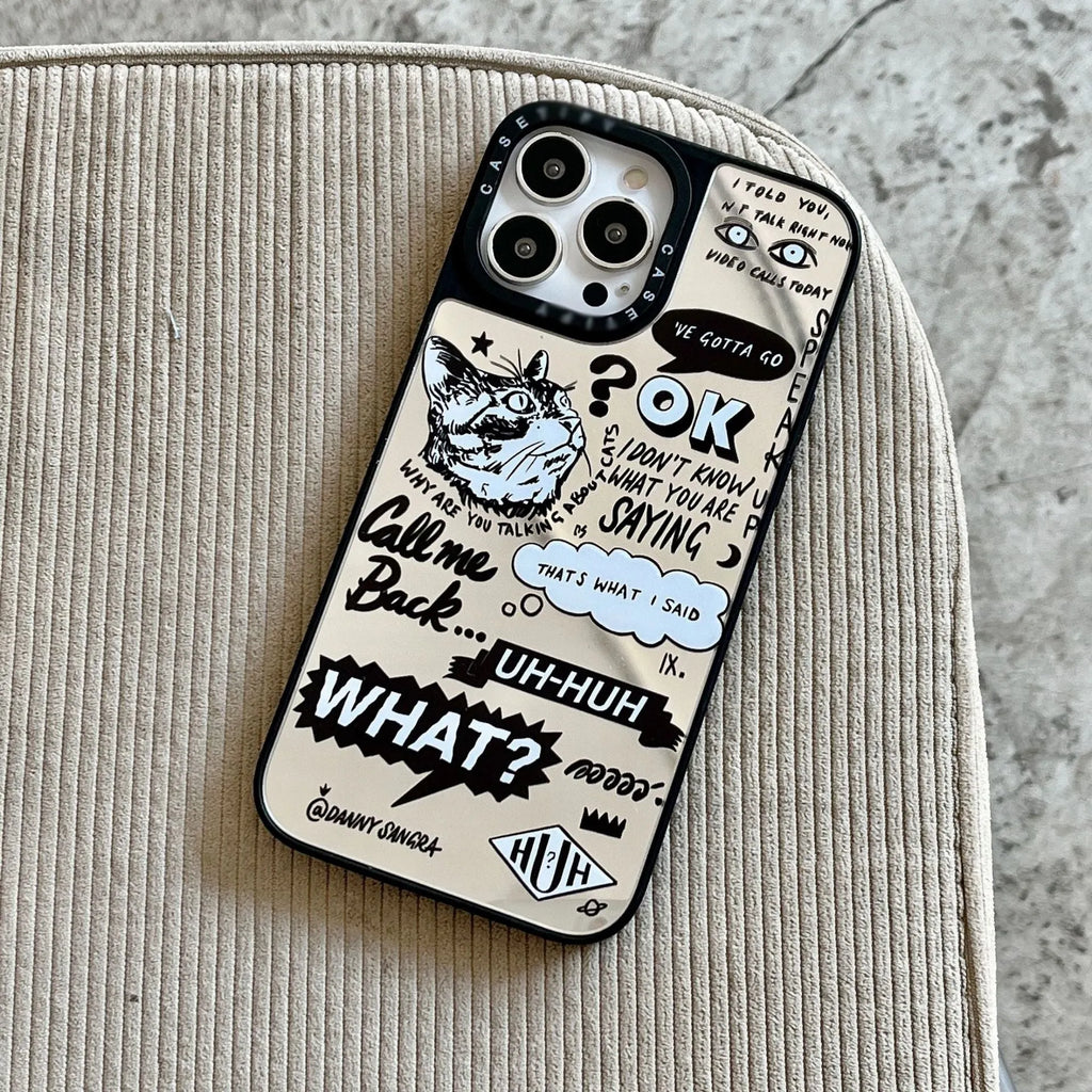 English graffiti cat painted TPU full wrap phone case for iPhone, cat colour