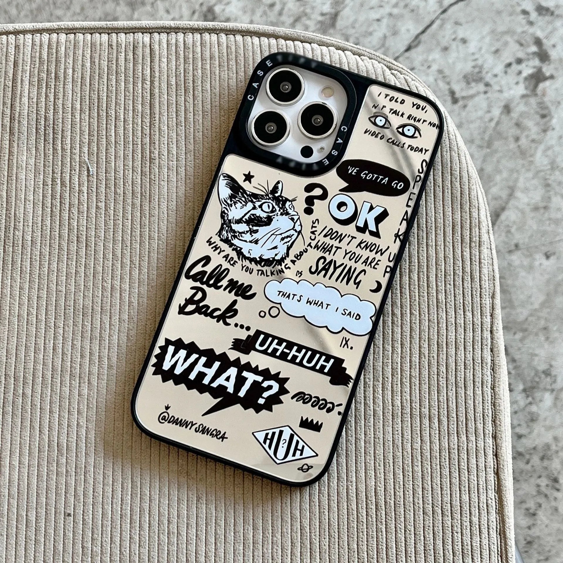 English graffiti cat painted TPU full wrap phone case for iPhone, cat colour