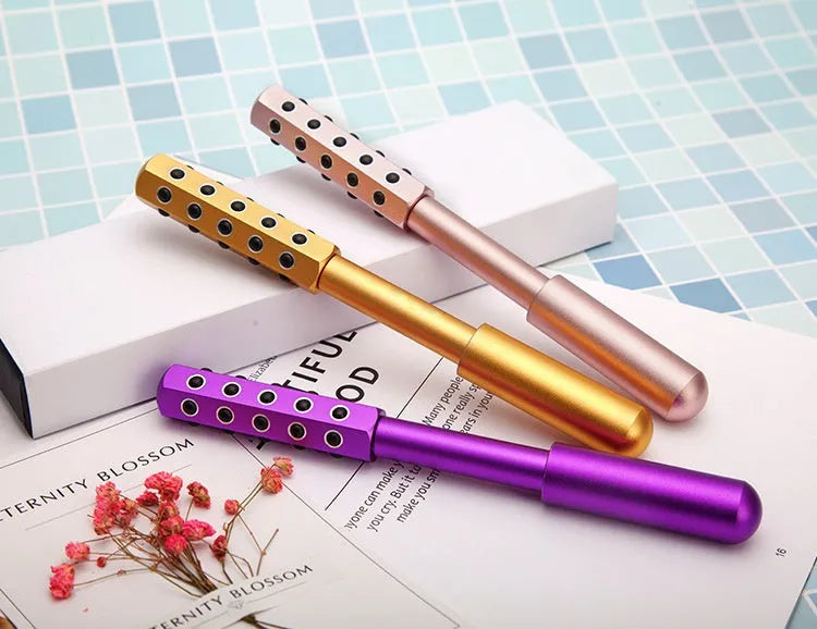 Germanium purple beauty massage roller device for facial treatment measuring 193mm long