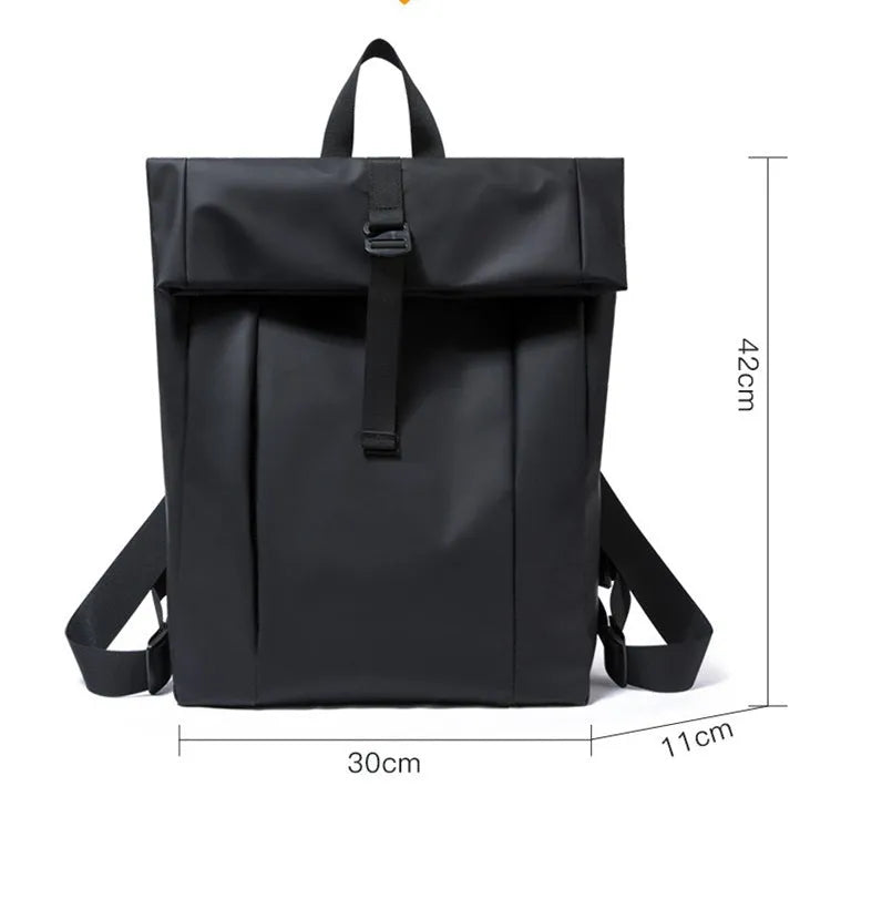 Men's multi-functional backpack in solid colour with airpillow straps, 20-35L capacity, 30x11x42cm, in blue, black, silver