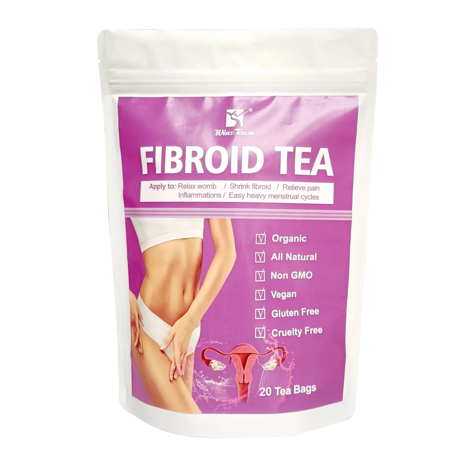 A single pack of C83 Winstown Fibroid Tea, a cold extract herbal tea blend containing sugar.