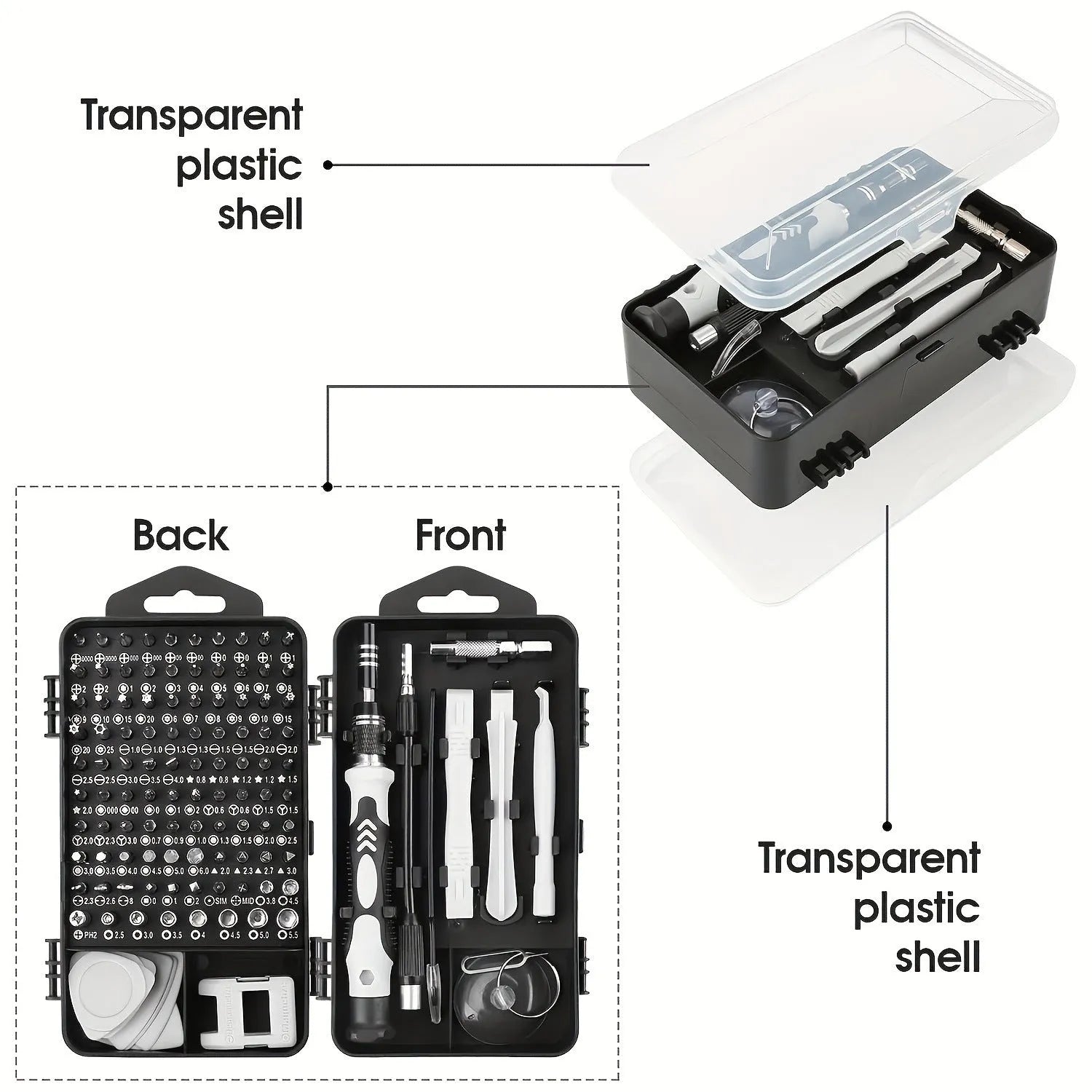 115-in-one manual screwdriver tool set with carbon steel cutter head and 90mm bar on a flat surface