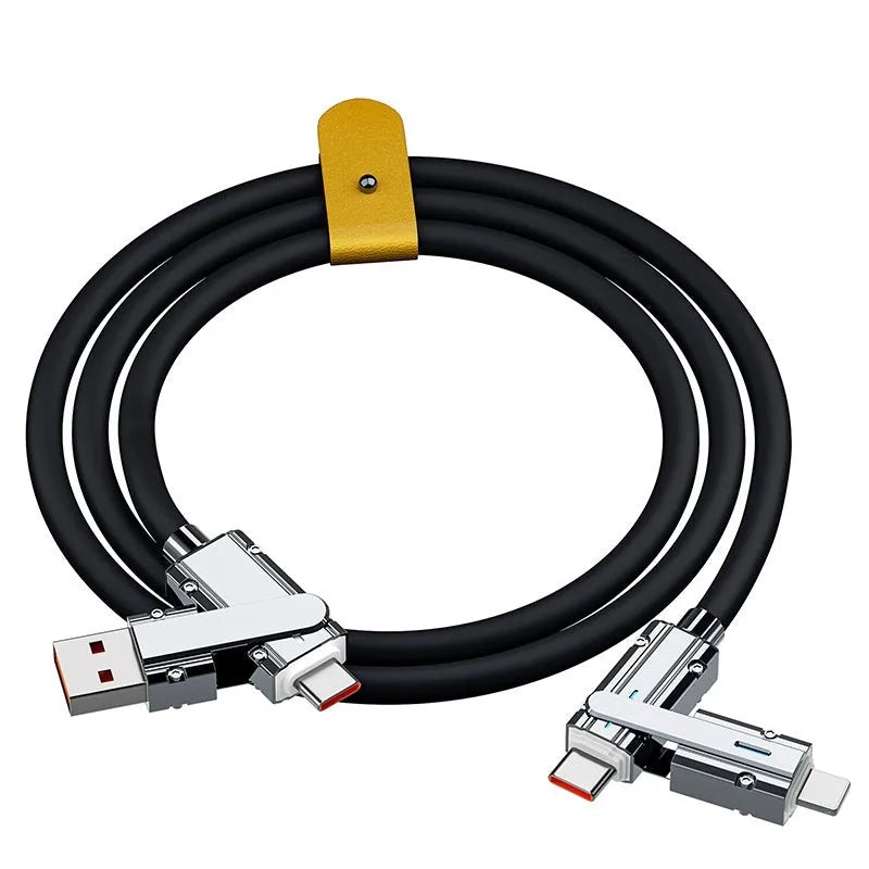 Orange 1 metre fast charging cable with zinc alloy Lightning and USB-C connectors