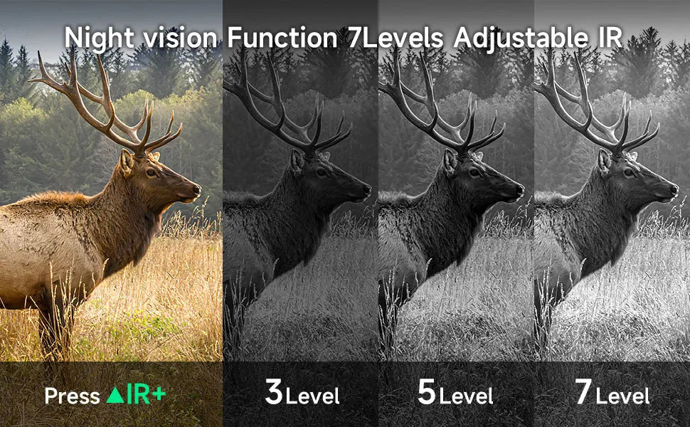 Ultra Clear 4K 36MP night vision monocular in black or camouflage colour with 3-inch screen.