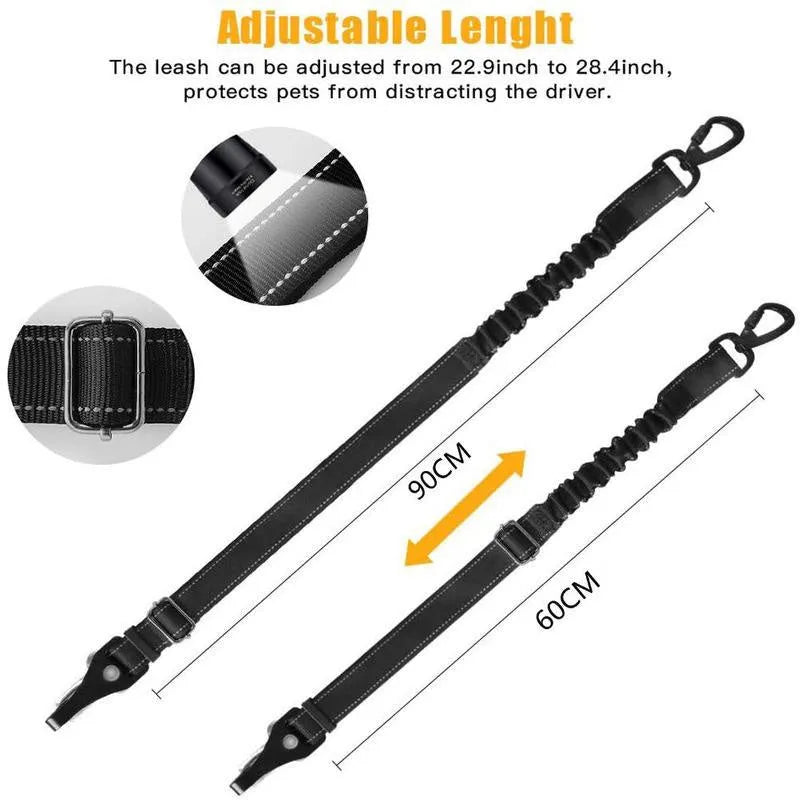 Pet multifunctional car reflective elastic seat belt made of nylon with adjustable length 54-90cm and 2.5cm width