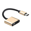Type-C to 3.5mm audio adapter cable in black with aluminium alloy connector