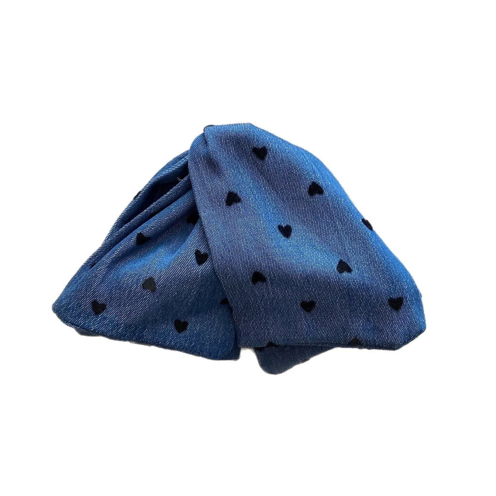 Handmade plastic hairpin with love denim bow triangle grip hair clip for women