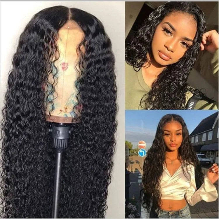 Black high temperature silk African wave wig for ladies, 12 to 28 inches available, machine made synthetic