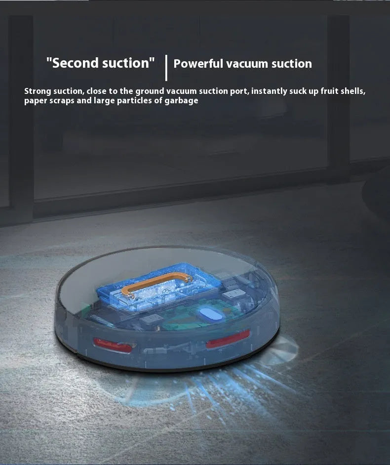 Automatic household sweeping robot in black with brushless motor and 600ml dustbin on hard floor